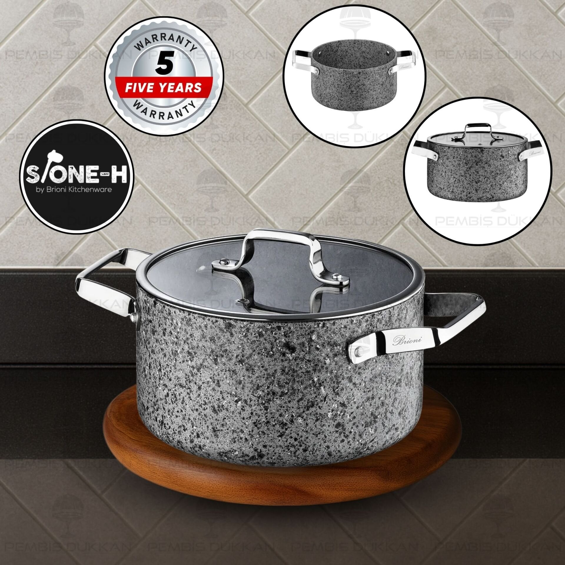 Brioni Stone-Age 28 cm Derin Tencere