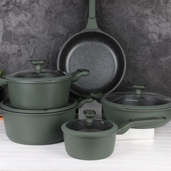 PİNK&MORE MAYA 9 PARÇA YEŞİL TENCERE SET