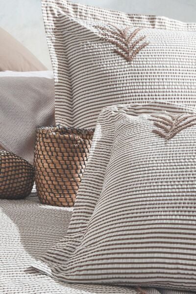 MARİBELL ÇİFT KİŞİLİK PİKELİ NEVRESİM TAKIMI - BEJ