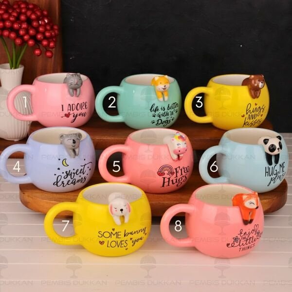 1 ADET 3D SARKAN HAYVAN FİGÜRLÜ SERAMİK KUPA (MODEL SEÇİN)