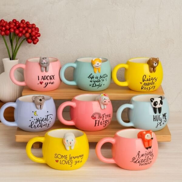 1 ADET 3D SARKAN HAYVAN FİGÜRLÜ SERAMİK KUPA (MODEL SEÇİN)