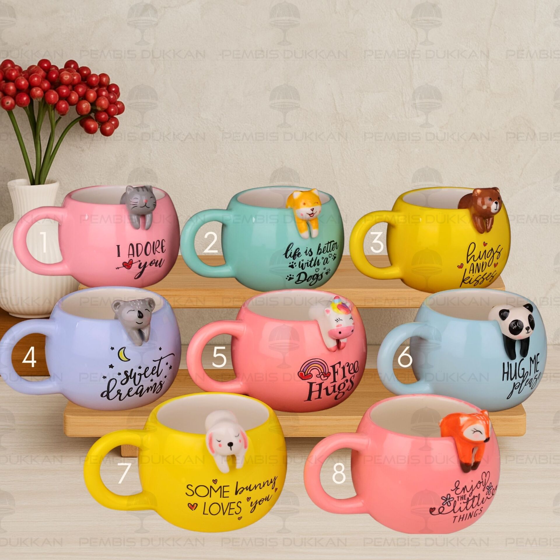 1 ADET 3D SARKAN HAYVAN FİGÜRLÜ SERAMİK KUPA (MODEL SEÇİN)