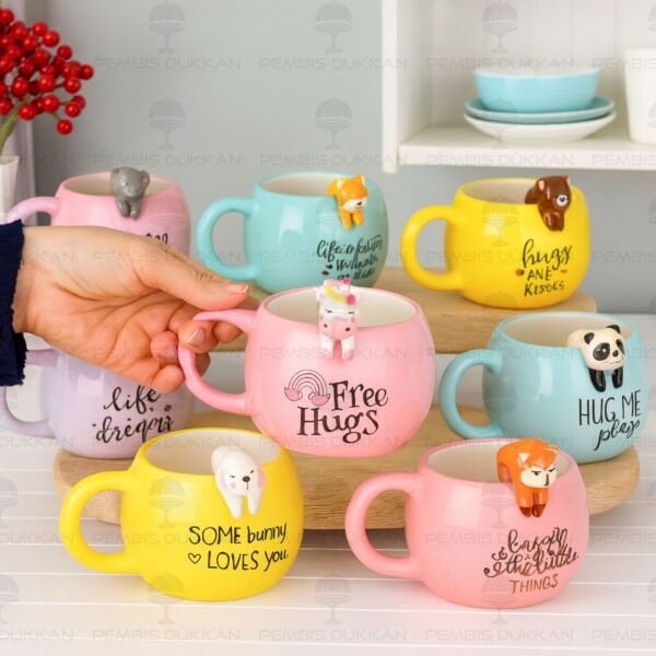 1 ADET 3D SARKAN HAYVAN FİGÜRLÜ SERAMİK KUPA (MODEL SEÇİN)