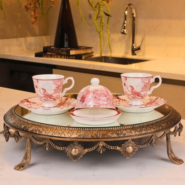 Toile de Rose 2 Kişilik Sunumluklu Kahve Fincan Takımı