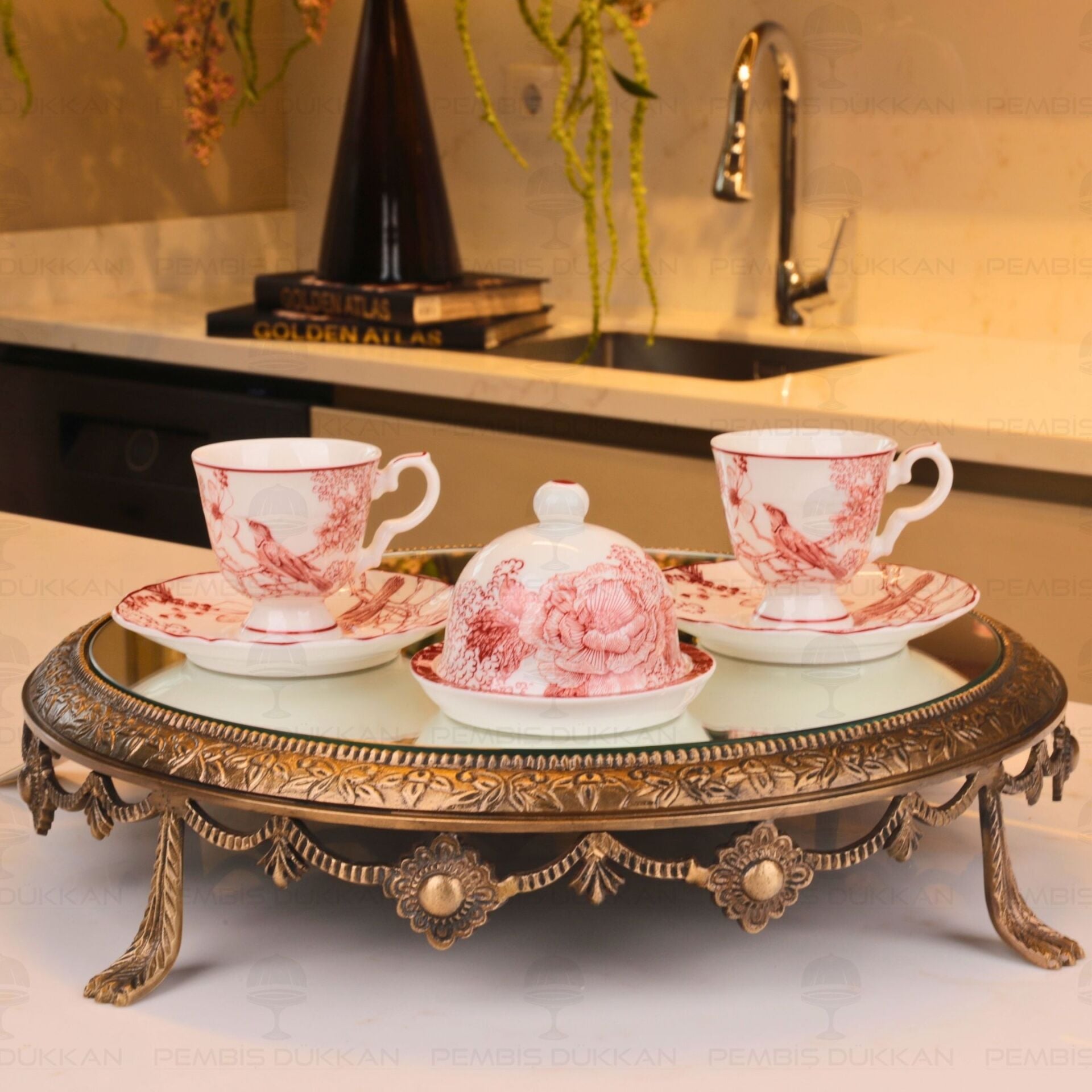 Toile de Rose 2 Kişilik Sunumluklu Kahve Fincan Takımı