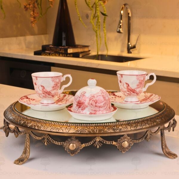 Toile de Rose 2 Kişilik Sunumluklu Kahve Fincan Takımı
