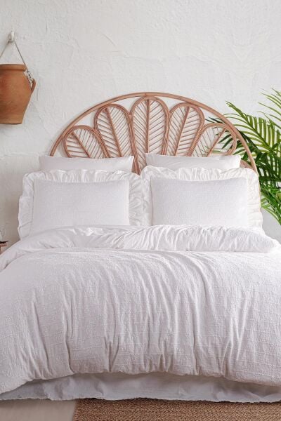 RESİTAL ÇİFT KİŞİLİK BRODELİ NEVRESİM TAKIMI - BEYAZ