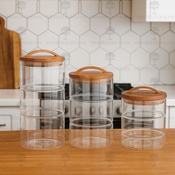 3LÜ LUVA TEZGAH ÜSTÜ KAVANOZ SET (HJ130-131-132)