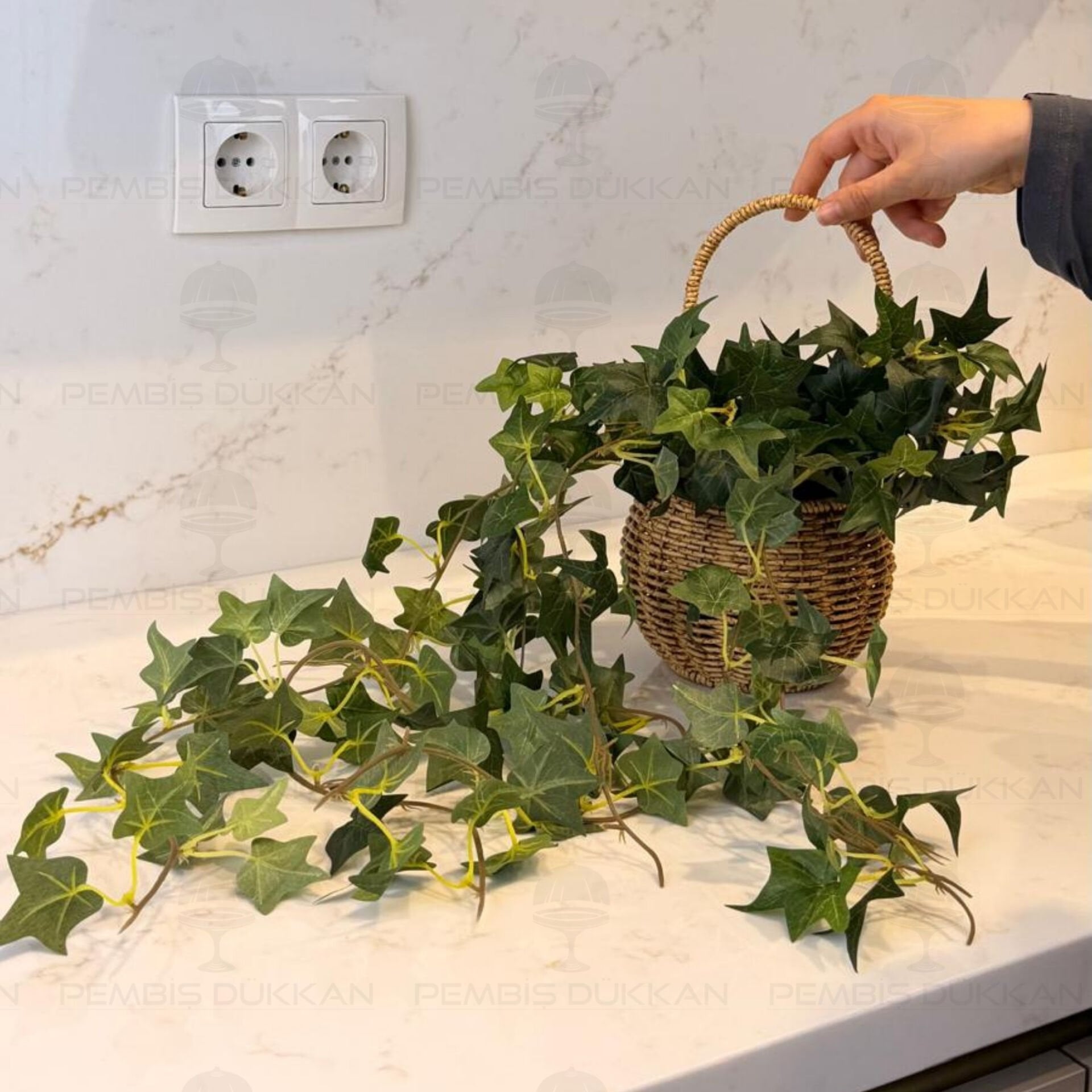 30CM SARMAŞIK YAPAY ÇİÇEK RATTAN KOMBİN (1570)