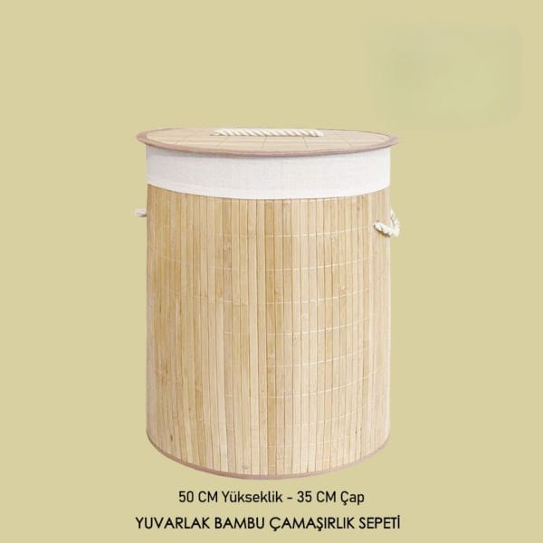 MN YUVARLAK BAMBU ÇAMAŞIR SEPETİ (YPS09)