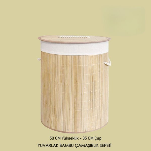 MN YUVARLAK BAMBU ÇAMAŞIR SEPETİ (YPS09)