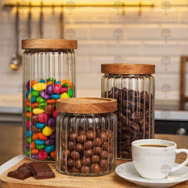 3lü Menny Tezgah Üstü Kavanoz Set (Oo8)